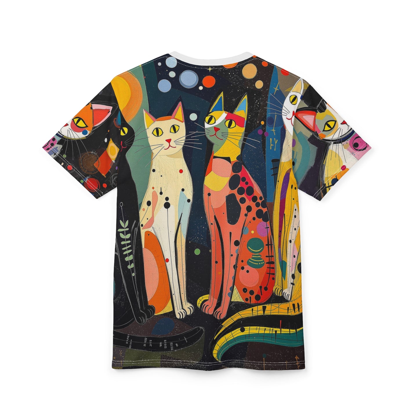 T-Shirt - Kandinsky Style Cats Unisex Cut & Sew Tee