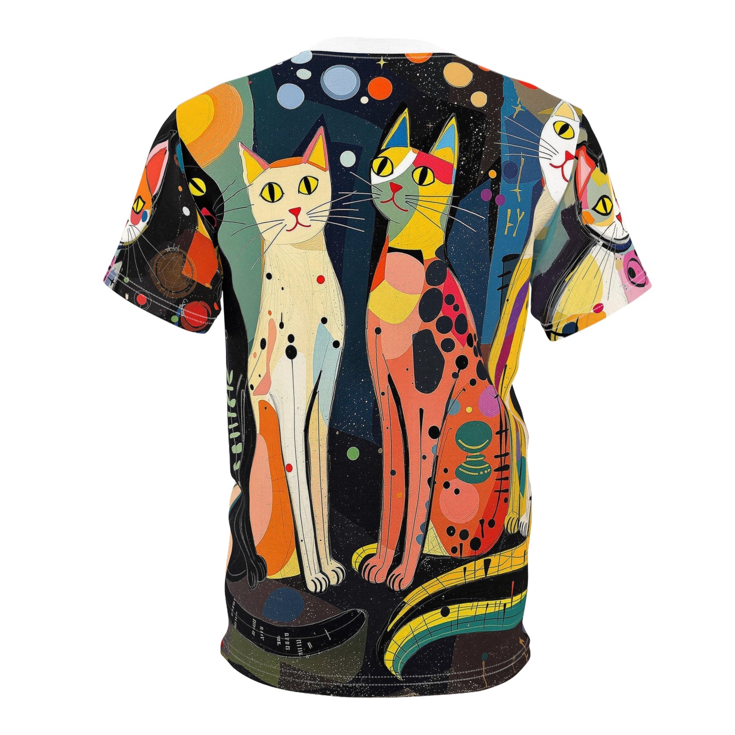 T-Shirt - Kandinsky Style Cats Unisex Cut & Sew Tee