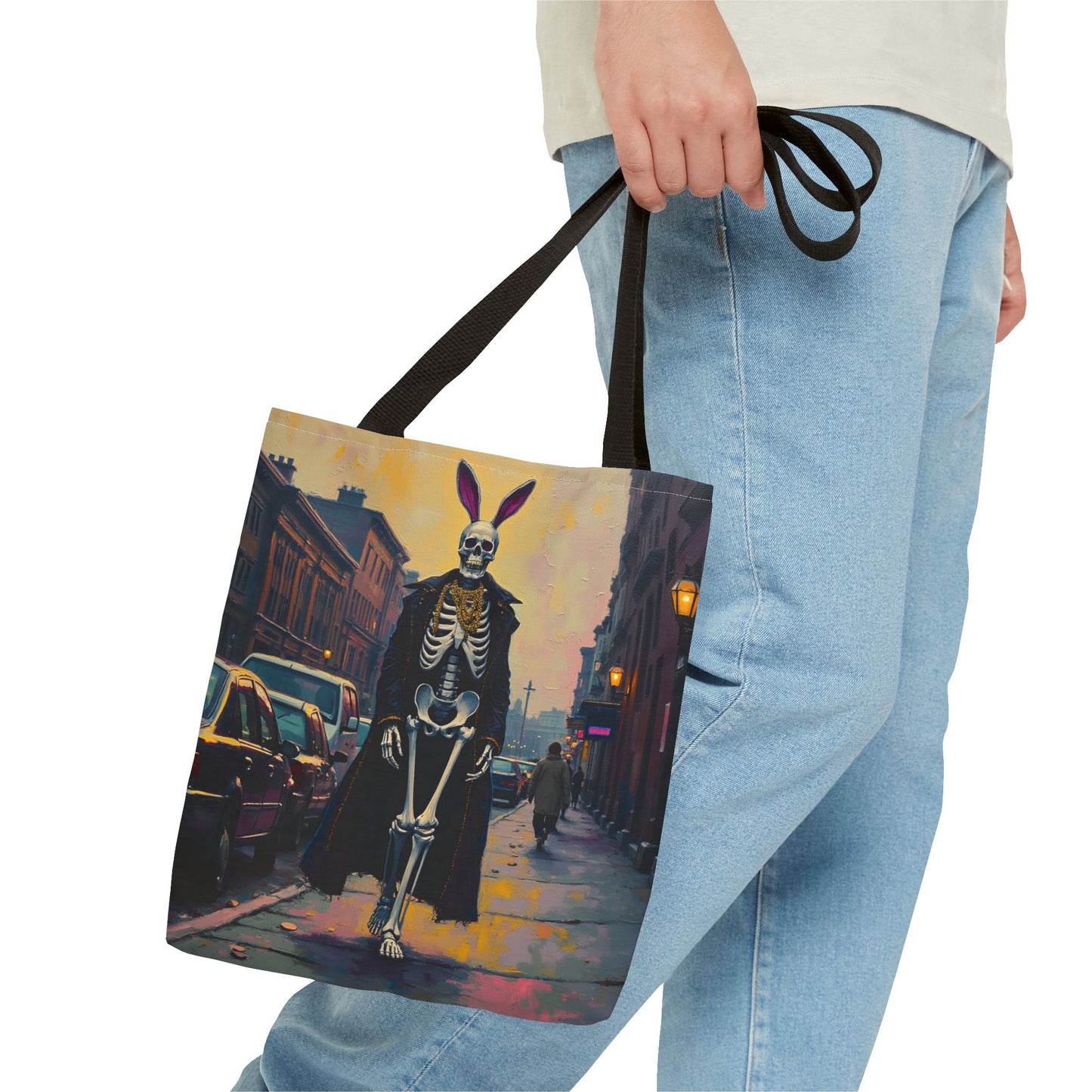Tote Bag Andy Warhol Style Skeleton Halloween Bunny
