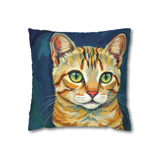 Square Pillowcase - Cat Painting in Impressionist Style