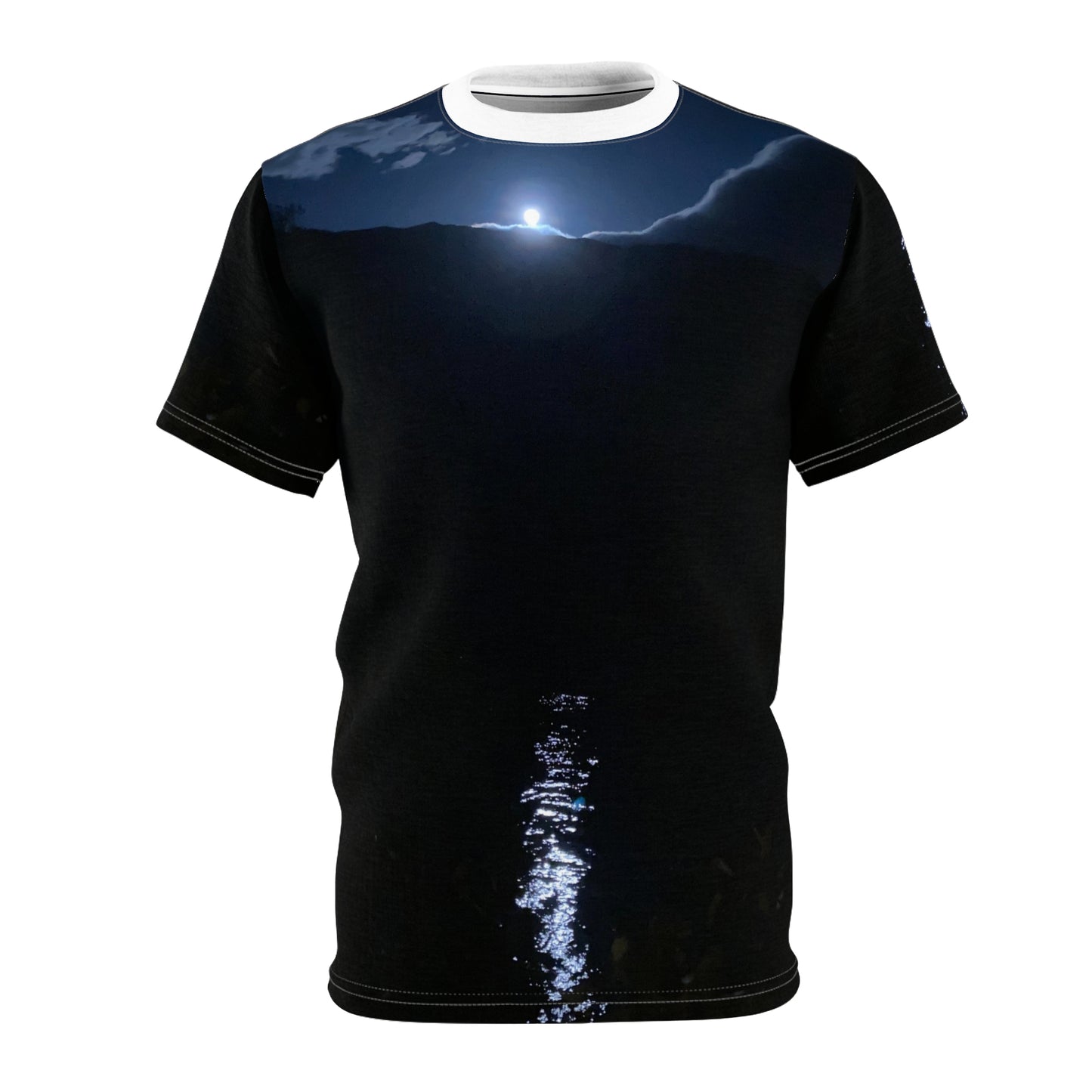T-Shirt Full Moon Over Fjord Unique Photo Print