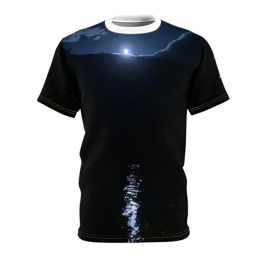 T-Shirt Full Moon Over Fjord Unique Photo Print