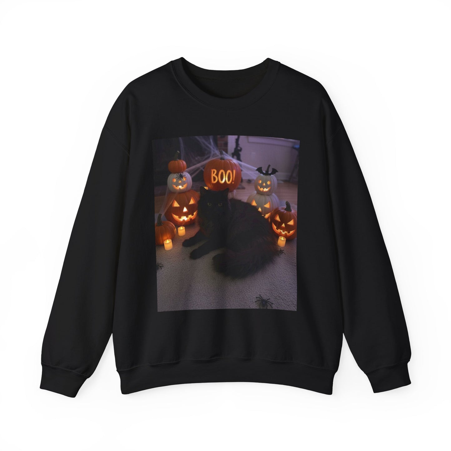 Halloween Cat Sweatshirt, Cozy Fall Apparel, Spooky Cat Crewneck, Unisex Sweatshirt, Boo Design Sweatshirt