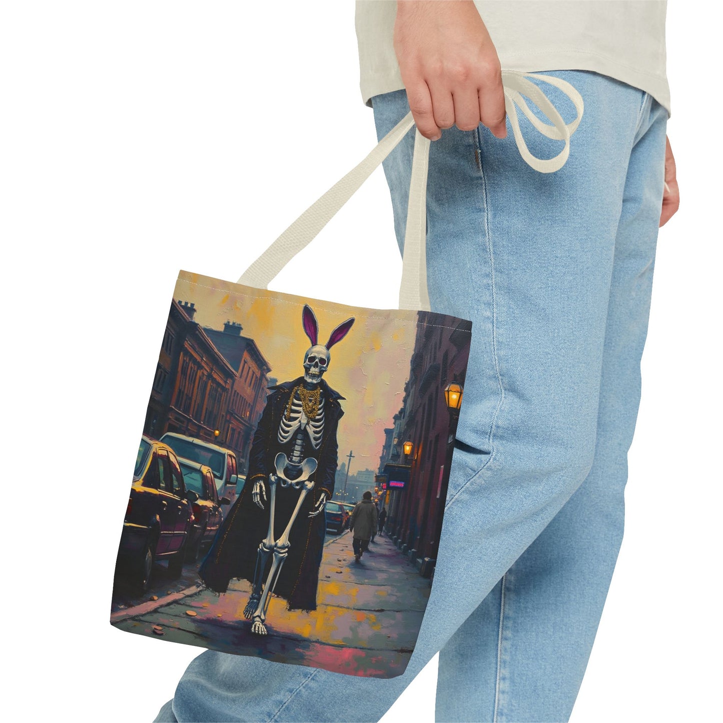 Tote Bag Andy Warhol Style Skeleton Halloween Bunny