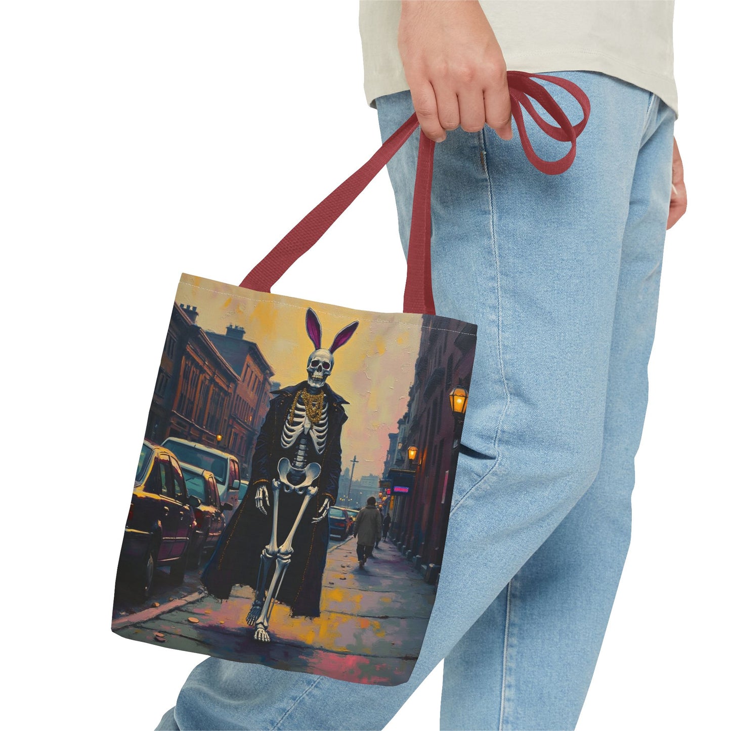 Tote Bag Andy Warhol Style Skeleton Halloween Bunny