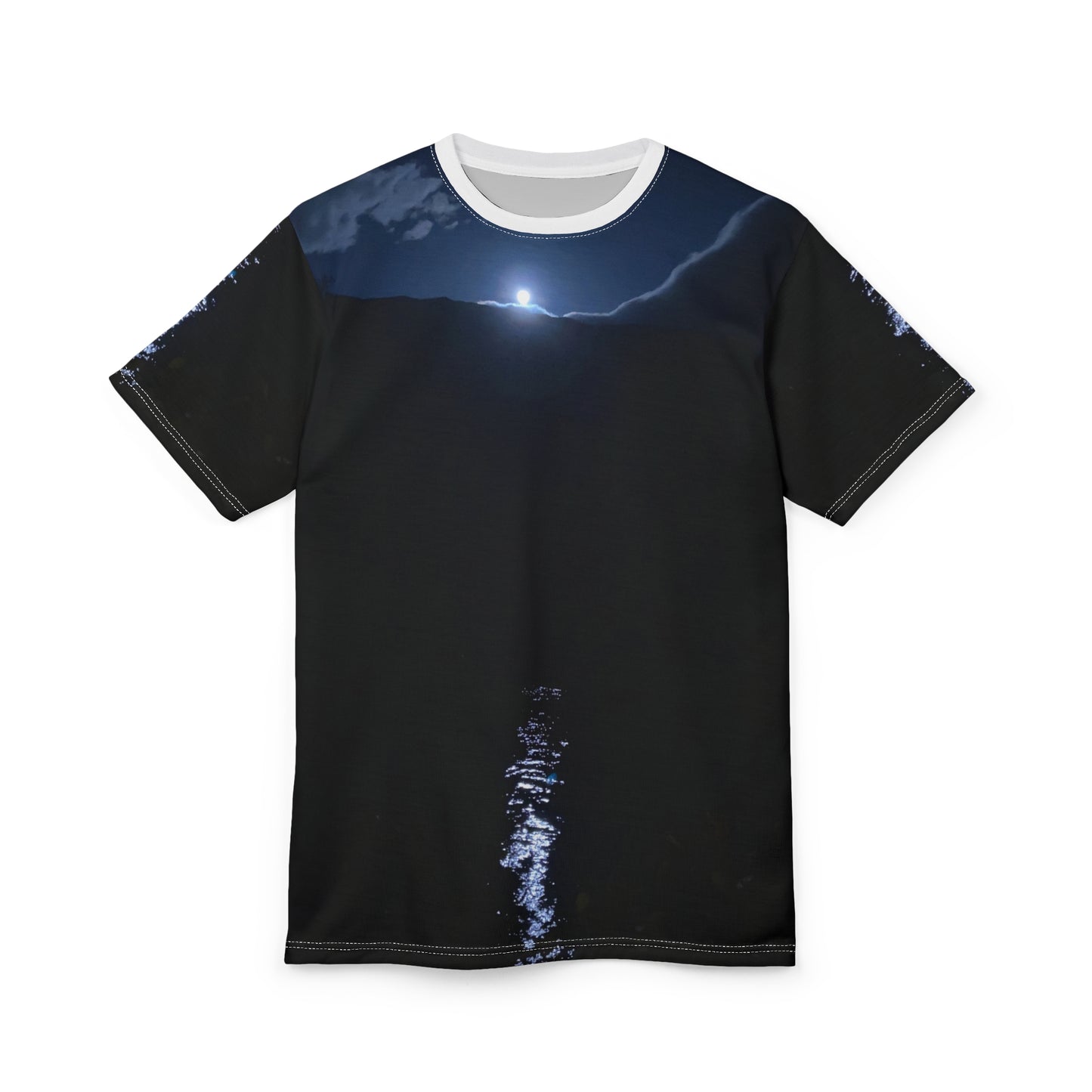 T-Shirt Full Moon Over Fjord Unique Photo Print