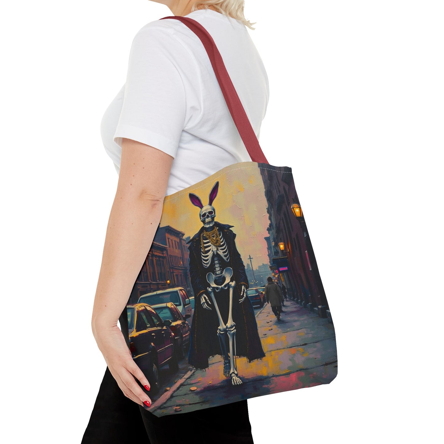 Tote Bag Andy Warhol Style Skeleton Halloween Bunny