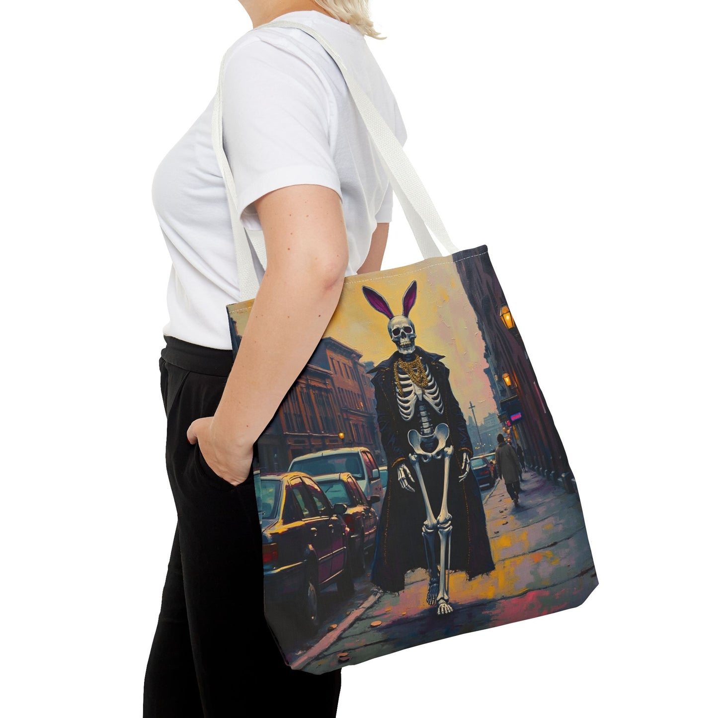 Tote Bag Andy Warhol Style Skeleton Halloween Bunny