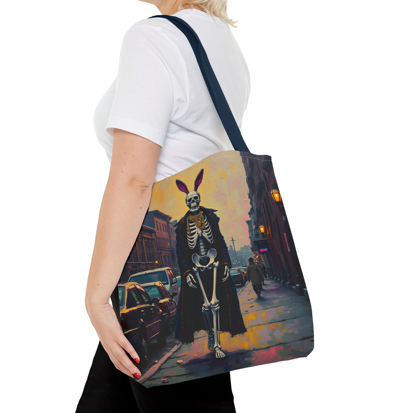 Tote Bag Andy Warhol Style Skeleton Halloween Bunny