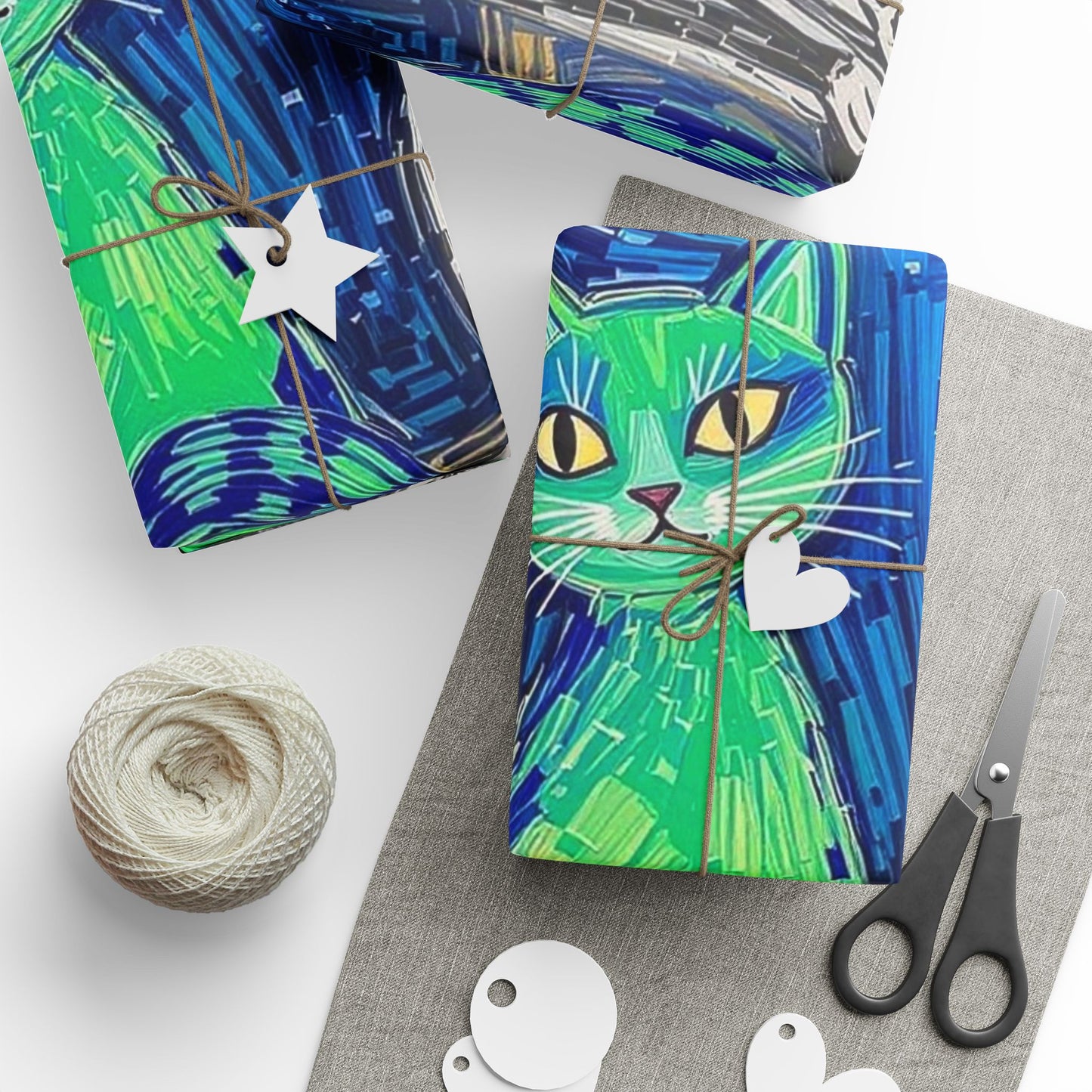 Gift Wrapping Paper - Van Gogh Cats Style Unique Design