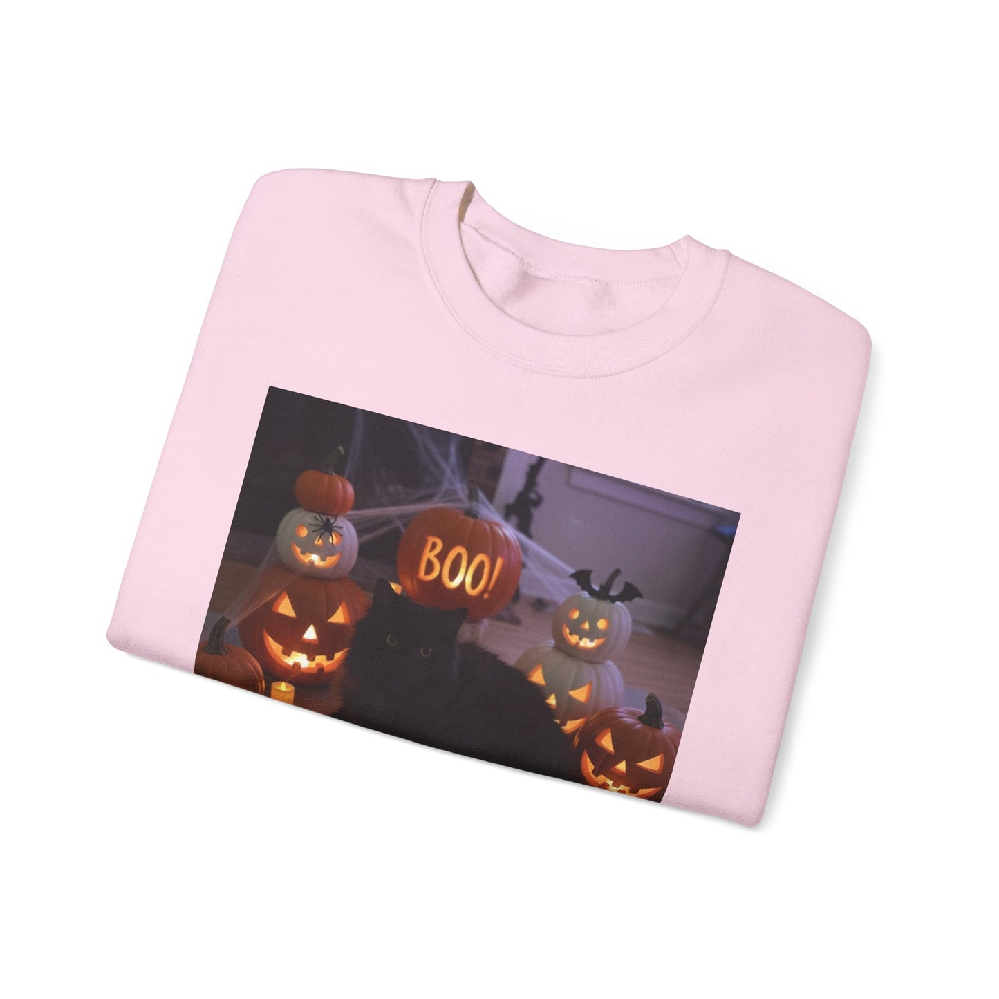 Halloween Cat Sweatshirt, Cozy Fall Apparel, Spooky Cat Crewneck, Unisex Sweatshirt, Boo Design Sweatshirt