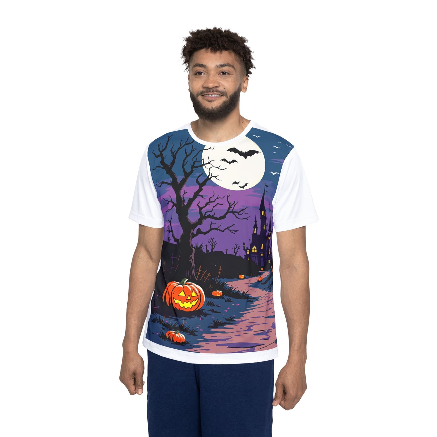 Men's Sports Jersey Halloween Scene Tee