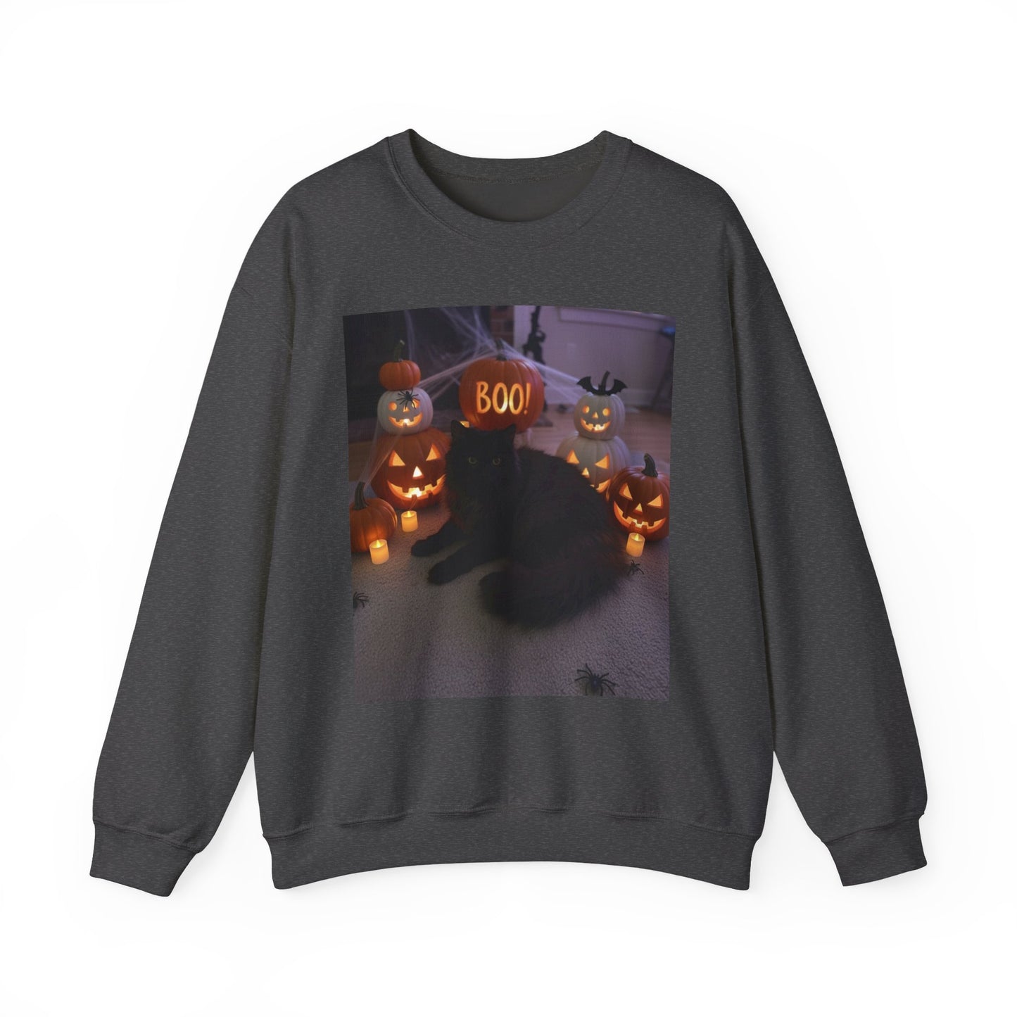 Halloween Cat Sweatshirt, Cozy Fall Apparel, Spooky Cat Crewneck, Unisex Sweatshirt, Boo Design Sweatshirt