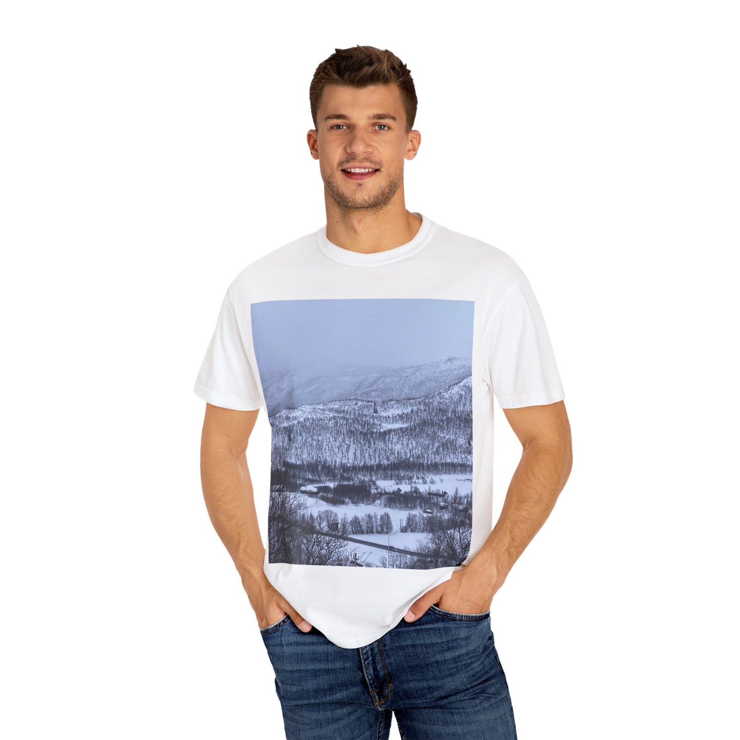 Winter Landscape Unisex T-Shirt, Cozy Tee, Gift for Nature Lovers, Outdoor Adventure Shirt, Casual Apparel