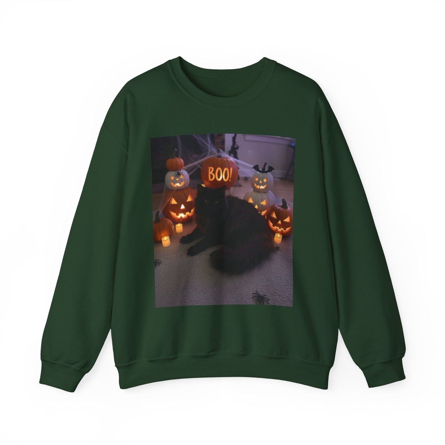 Halloween Cat Sweatshirt, Cozy Fall Apparel, Spooky Cat Crewneck, Unisex Sweatshirt, Boo Design Sweatshirt