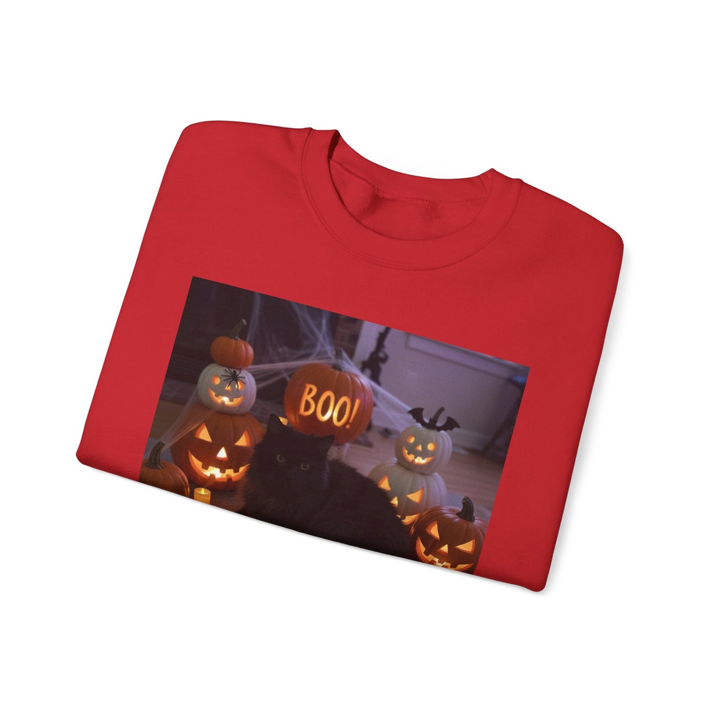Halloween Cat Sweatshirt, Cozy Fall Apparel, Spooky Cat Crewneck, Unisex Sweatshirt, Boo Design Sweatshirt
