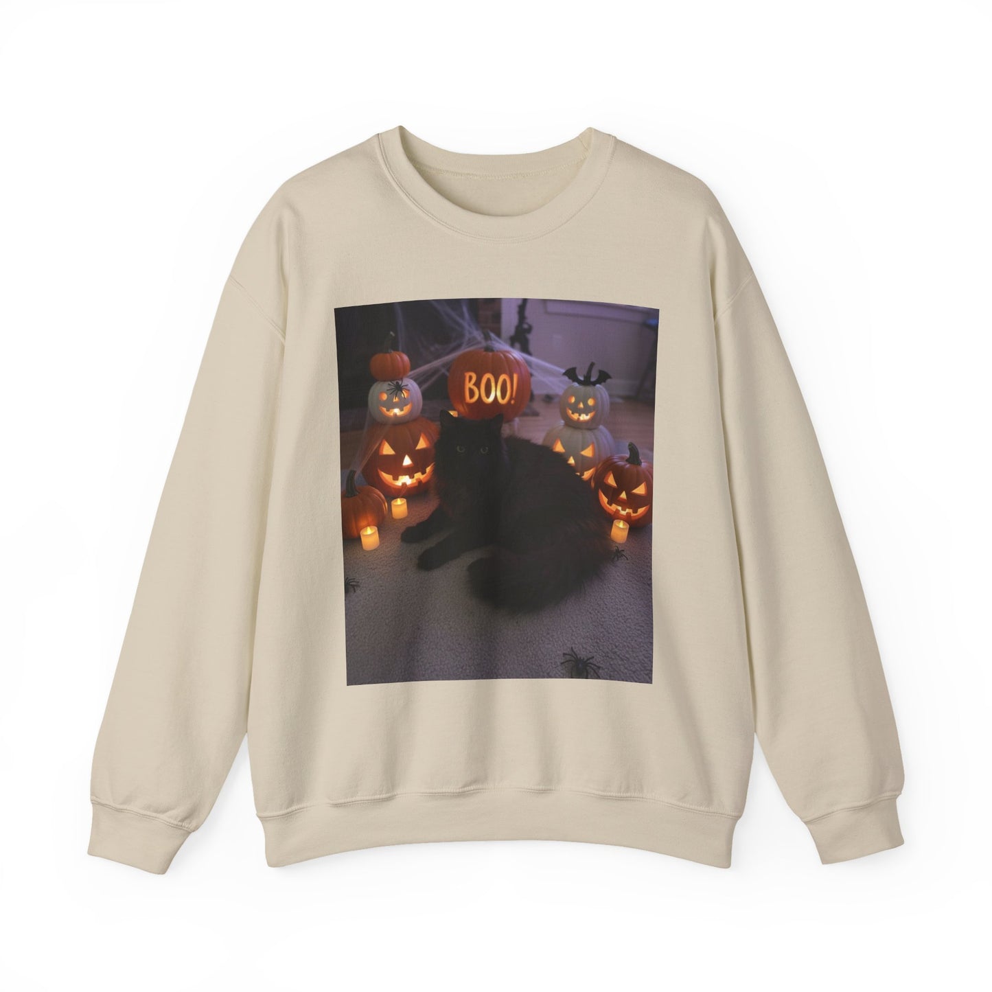 Halloween Cat Sweatshirt, Cozy Fall Apparel, Spooky Cat Crewneck, Unisex Sweatshirt, Boo Design Sweatshirt