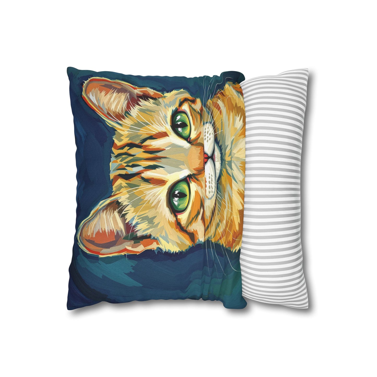 Square Pillowcase - Cat Painting in Impressionist Style