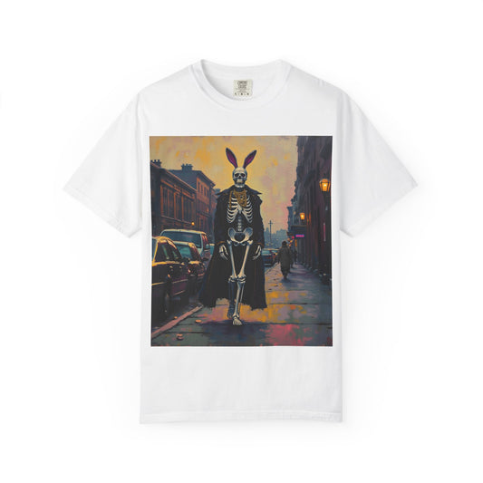 Skeleton Bunny Unisex T-Shirt, Cool Halloween Tee, Vintage Style Shirt, Spooky Fashion, Casual Wear, Gift for Men and Women