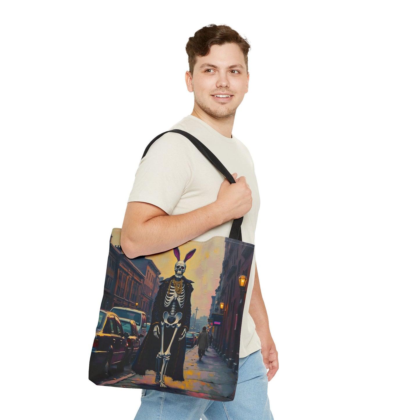 Tote Bag Andy Warhol Style Skeleton Halloween Bunny