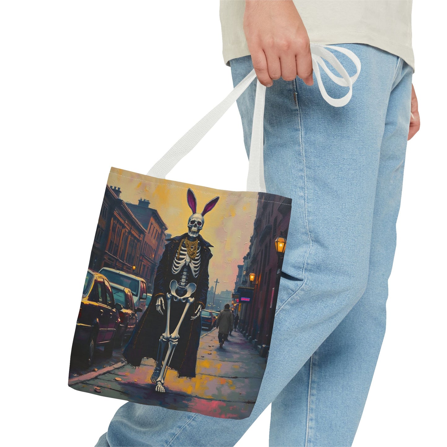 Tote Bag Andy Warhol Style Skeleton Halloween Bunny