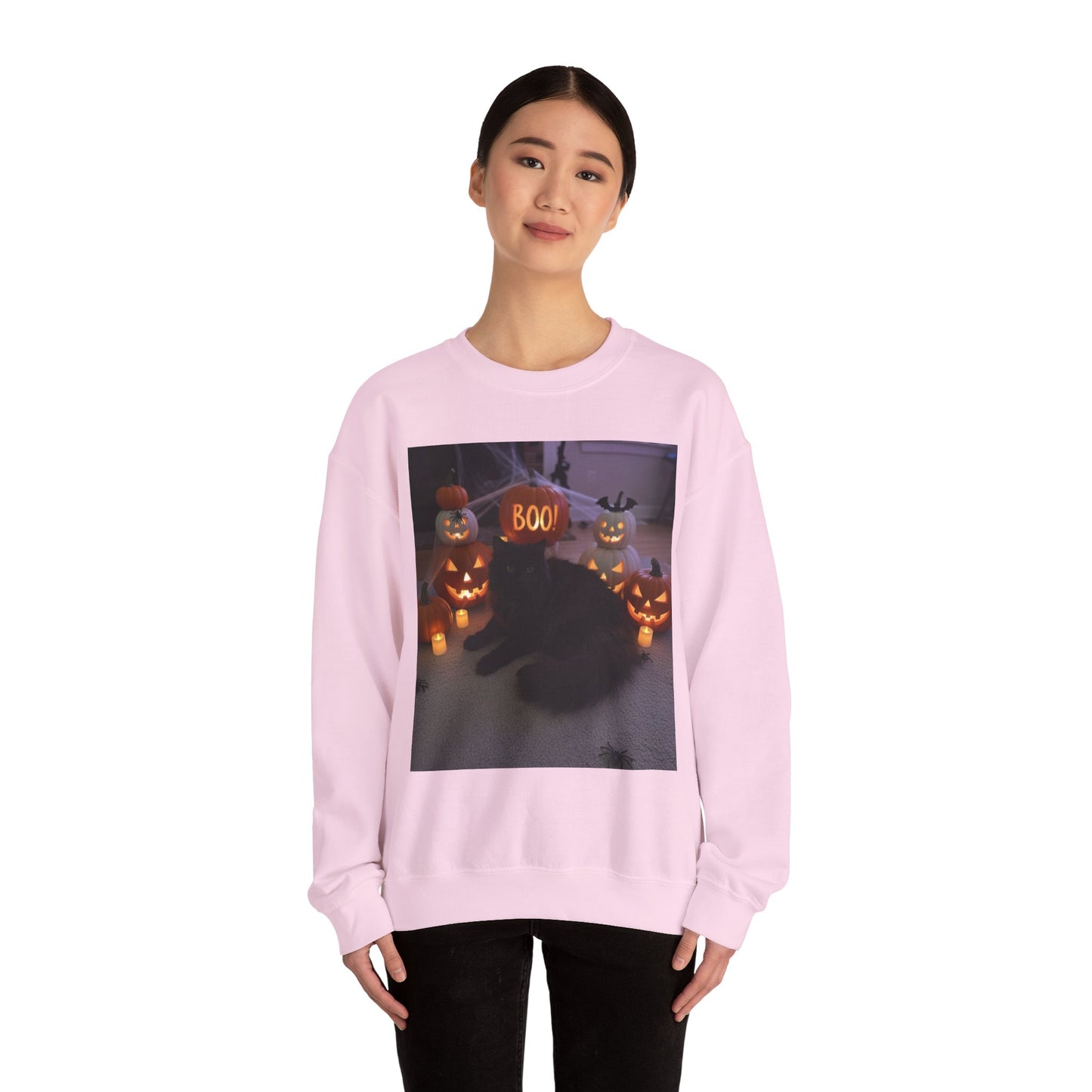 Halloween Cat Sweatshirt, Cozy Fall Apparel, Spooky Cat Crewneck, Unisex Sweatshirt, Boo Design Sweatshirt