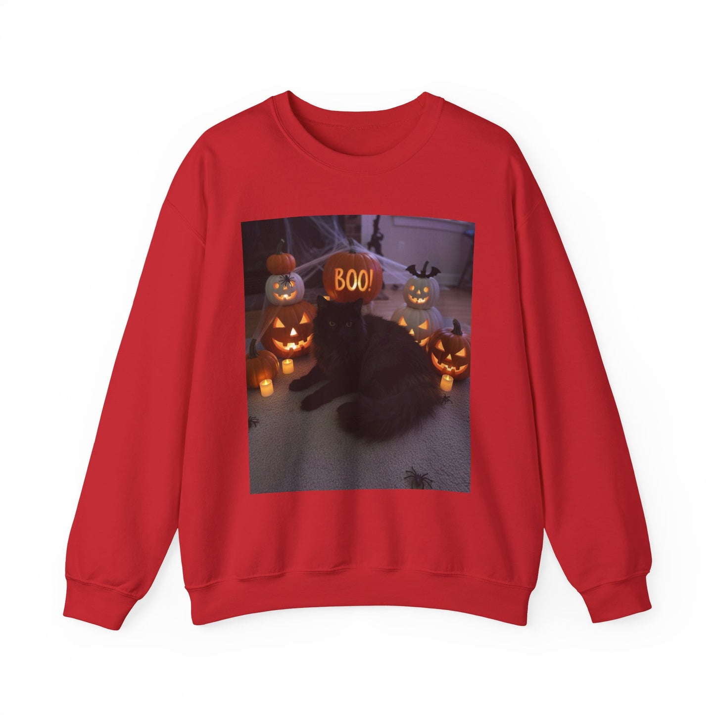 Halloween Cat Sweatshirt, Cozy Fall Apparel, Spooky Cat Crewneck, Unisex Sweatshirt, Boo Design Sweatshirt