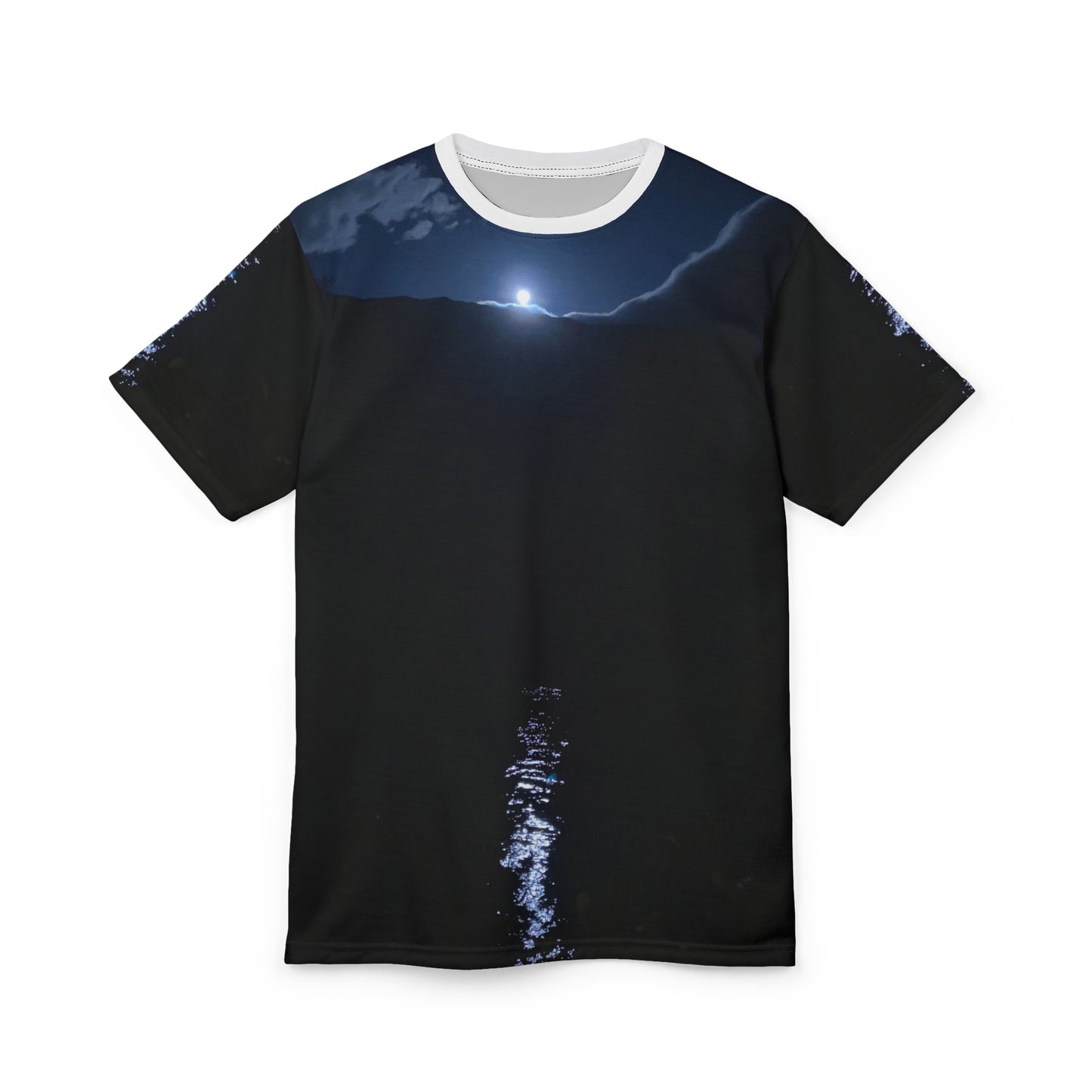 T-Shirt Full Moon Over Fjord Unique Photo Print