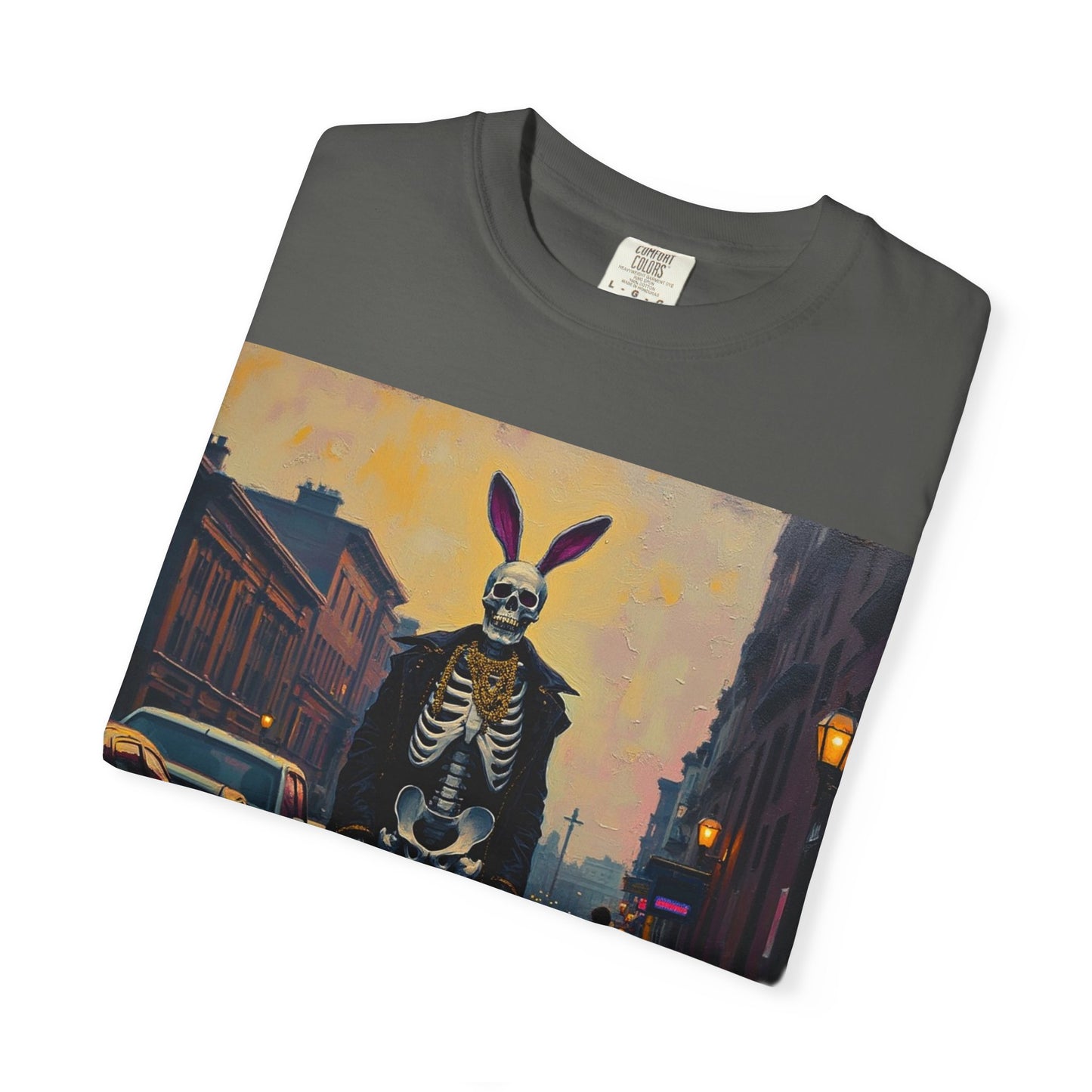 Skeleton Bunny Unisex T-Shirt, Cool Halloween Tee, Vintage Style Shirt, Spooky Fashion, Casual Wear, Gift for Men and Women