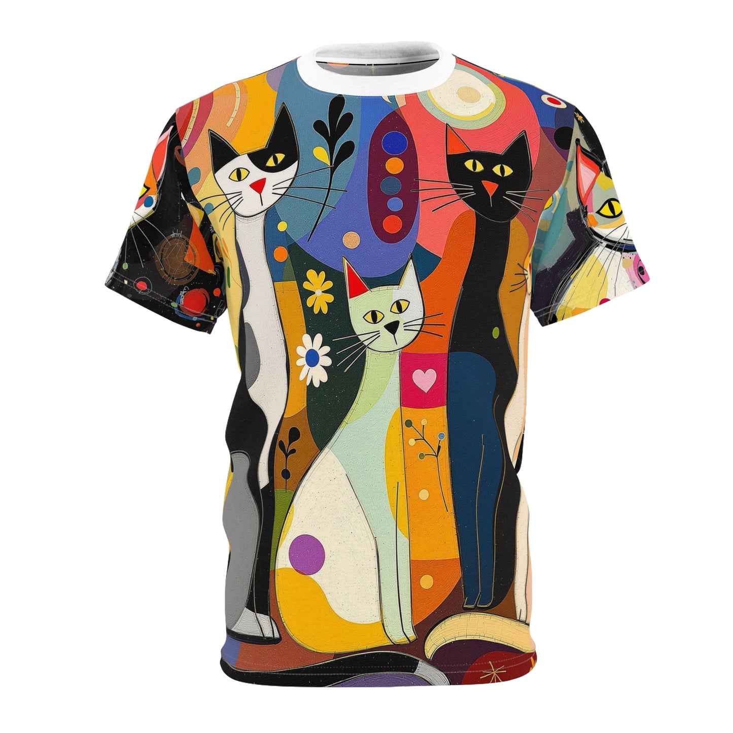 T-Shirt - Kandinsky Style Cats Unisex Cut & Sew Tee
