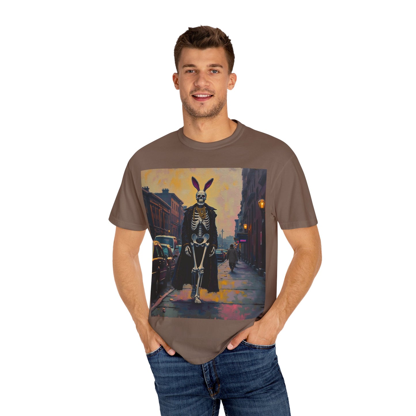 Skeleton Bunny Unisex T-Shirt, Cool Halloween Tee, Vintage Style Shirt, Spooky Fashion, Casual Wear, Gift for Men and Women