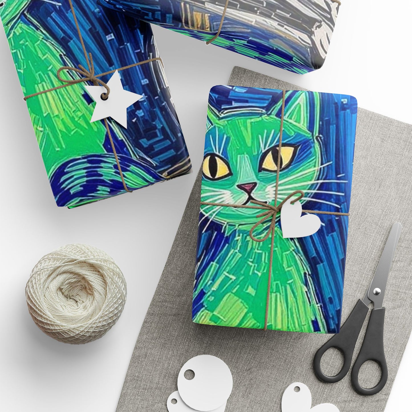 Gift Wrapping Paper - Van Gogh Cats Style Unique Design