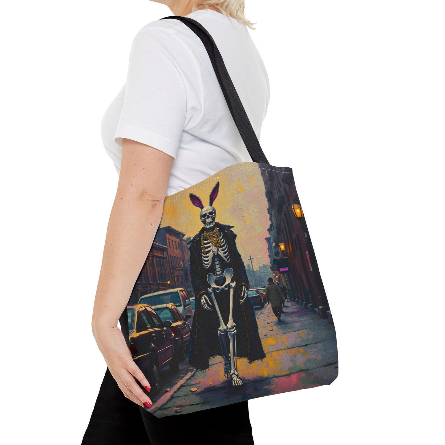 Tote Bag Andy Warhol Style Skeleton Halloween Bunny