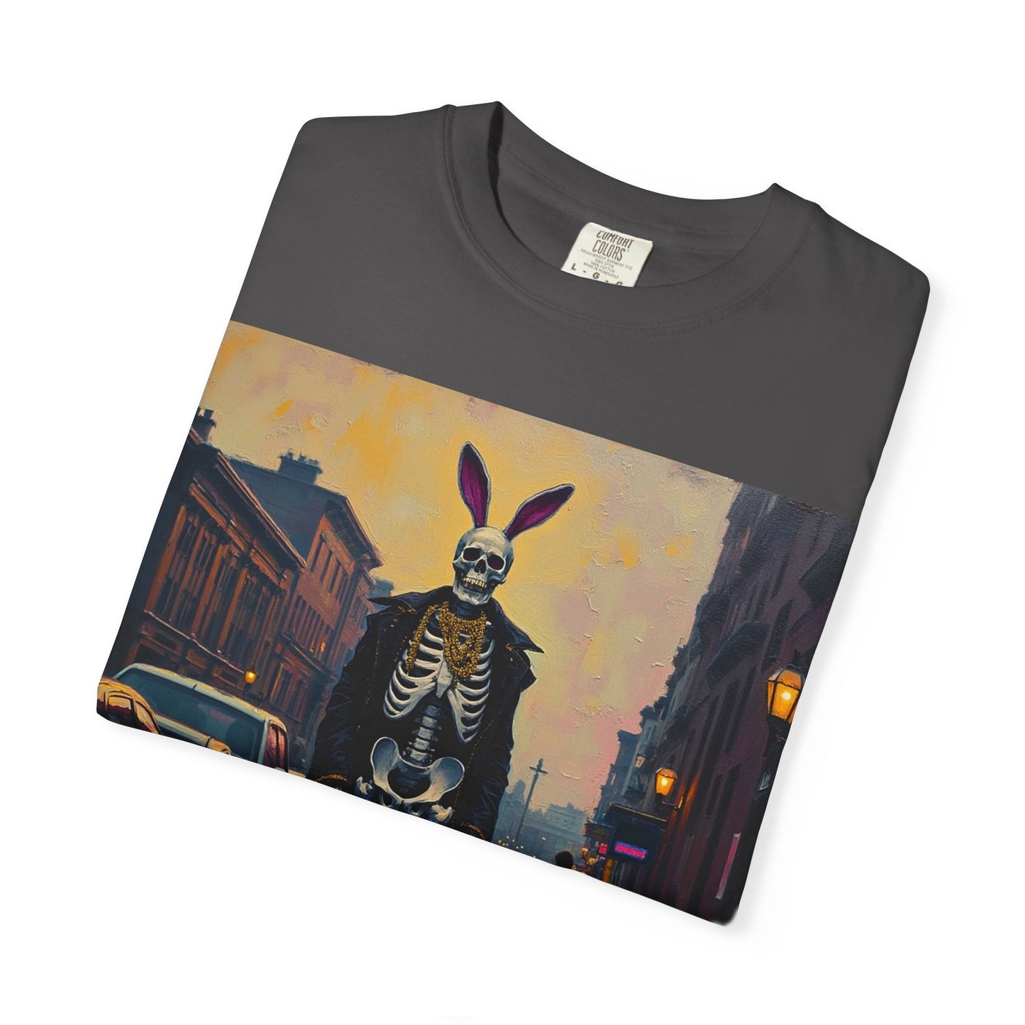 Skeleton Bunny Unisex T-Shirt, Cool Halloween Tee, Vintage Style Shirt, Spooky Fashion, Casual Wear, Gift for Men and Women
