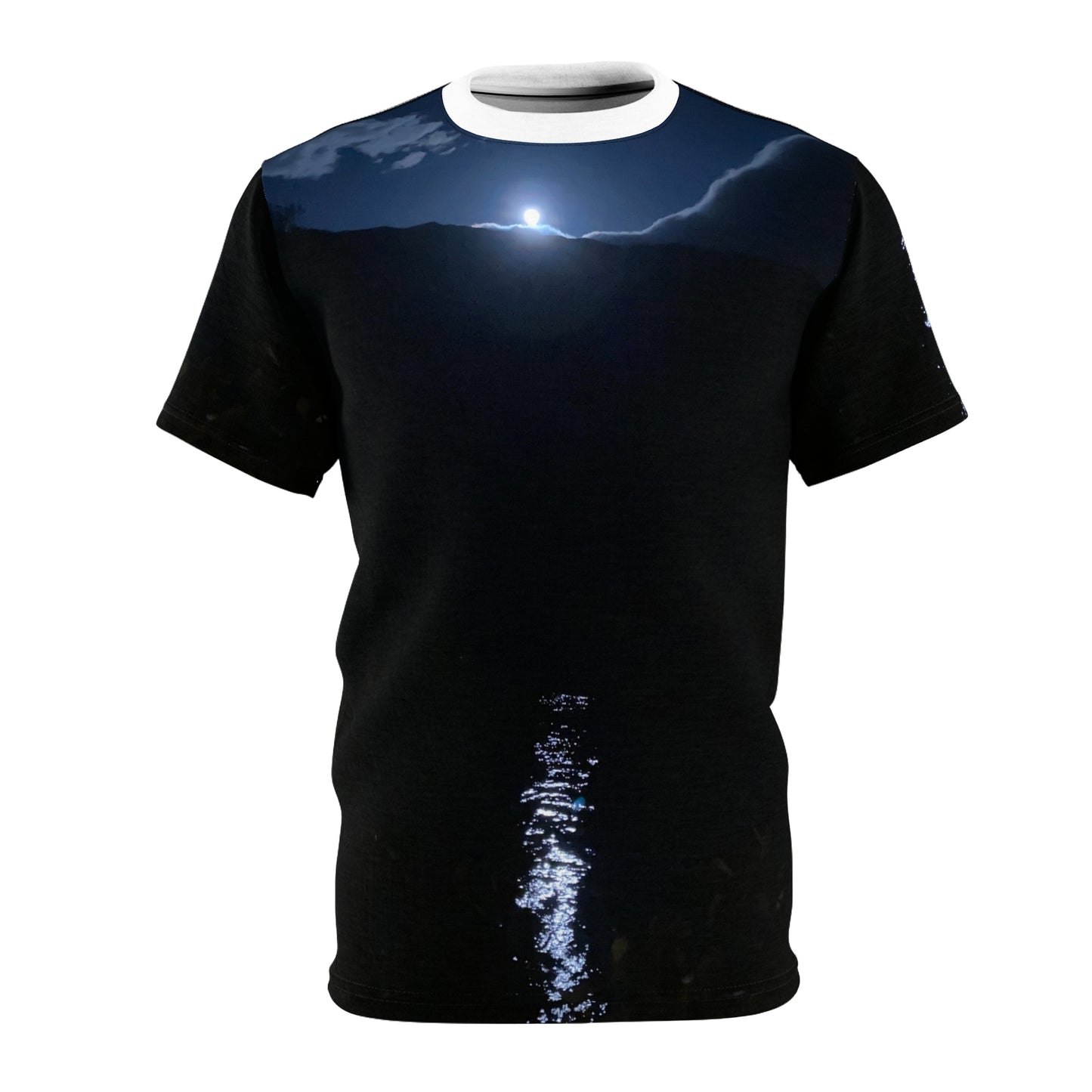 T-Shirt Full Moon Over Fjord Unique Photo Print