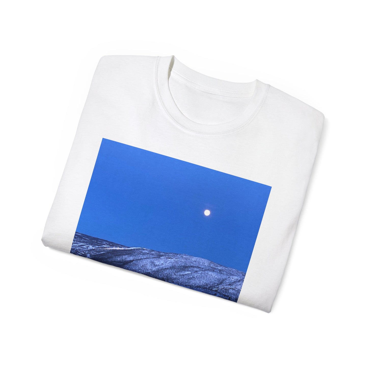 Moonlit Mountains Unisex T-Shirt, Nature Lover Tee, Graphic Tee, Outdoor Adventure Shirt, Relaxed Fit, Casual Wear