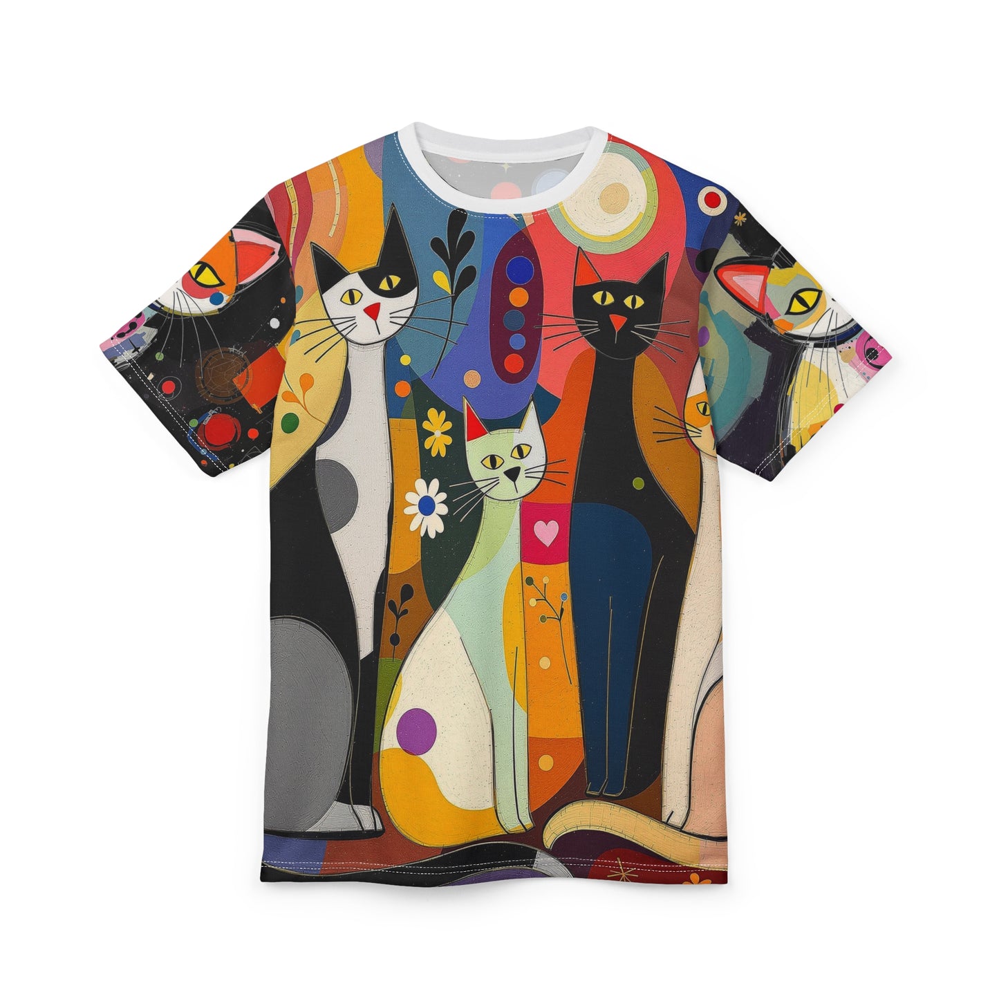 T-Shirt - Kandinsky Style Cats Unisex Cut & Sew Tee