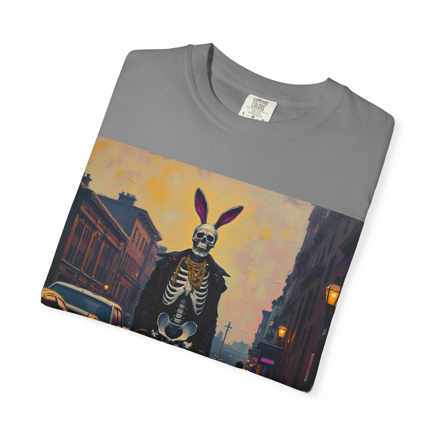 Skeleton Bunny Unisex T-Shirt, Cool Halloween Tee, Vintage Style Shirt, Spooky Fashion, Casual Wear, Gift for Men and Women