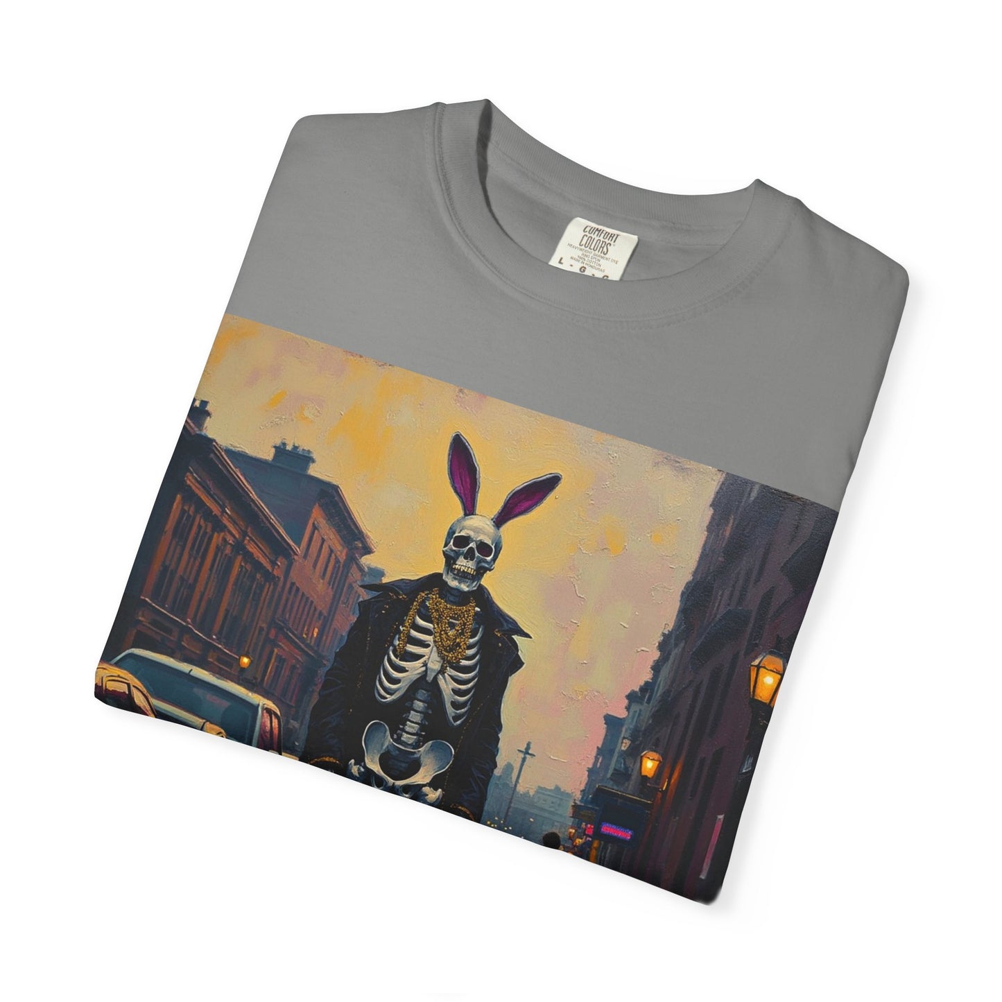 Skeleton Bunny Unisex T-Shirt, Cool Halloween Tee, Vintage Style Shirt, Spooky Fashion, Casual Wear, Gift for Men and Women