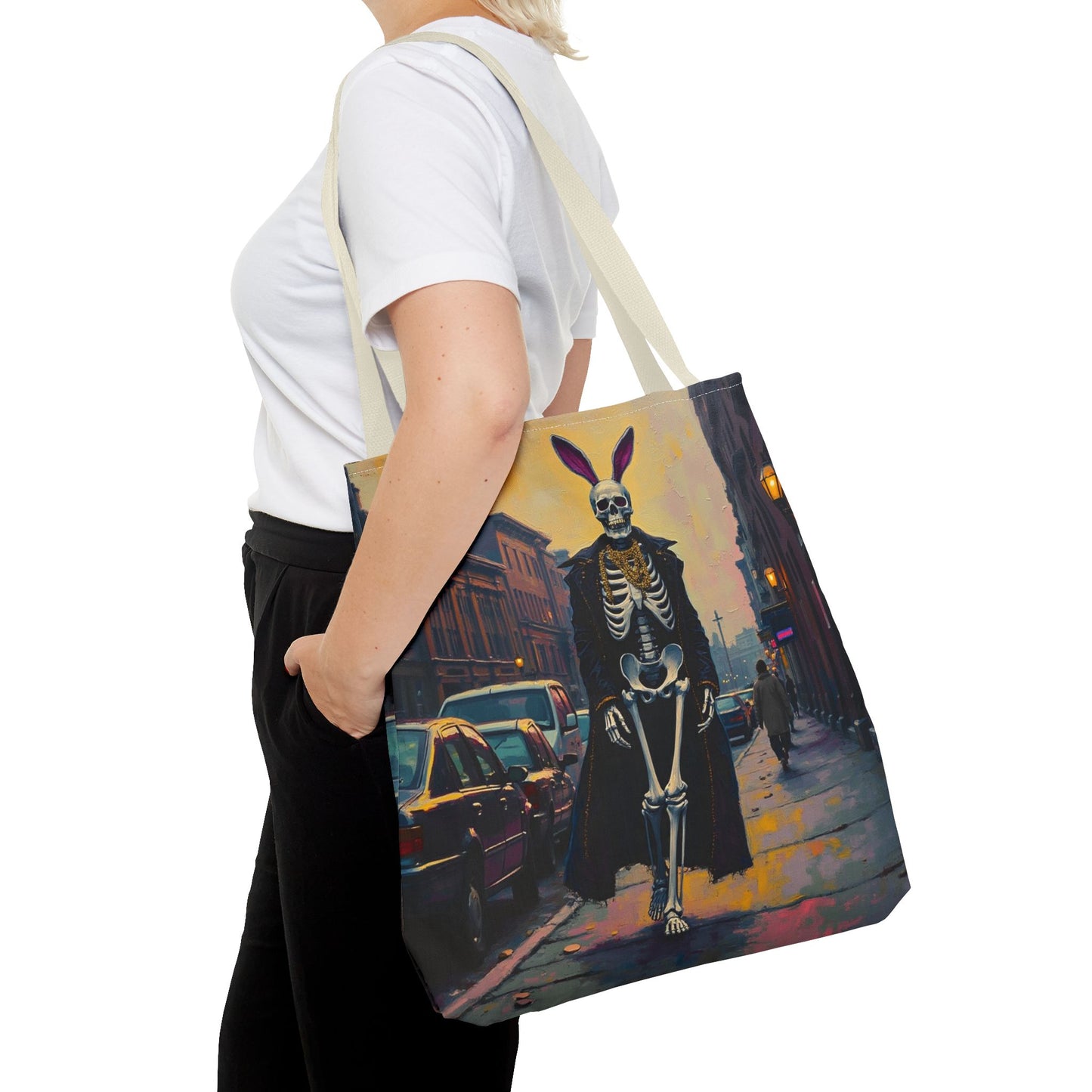 Tote Bag Andy Warhol Style Skeleton Halloween Bunny