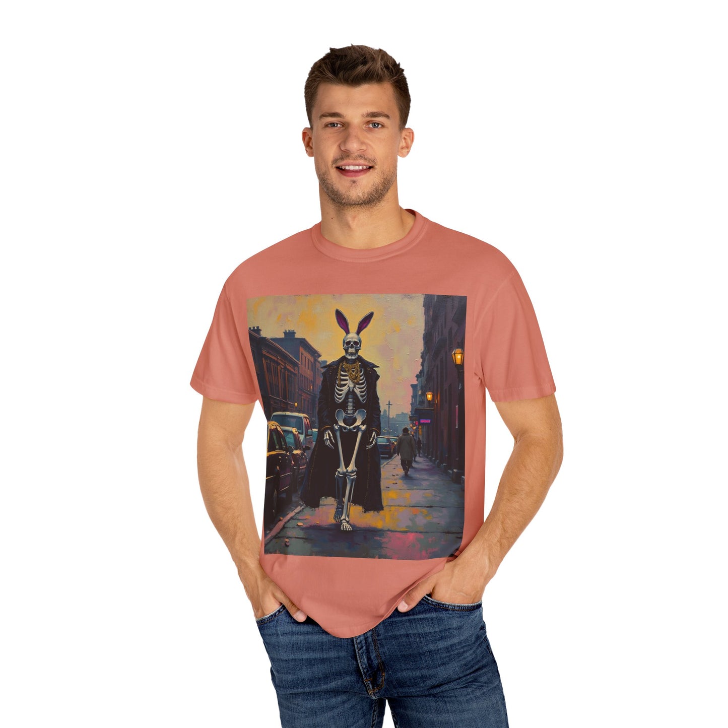Skeleton Bunny Unisex T-Shirt, Cool Halloween Tee, Vintage Style Shirt, Spooky Fashion, Casual Wear, Gift for Men and Women