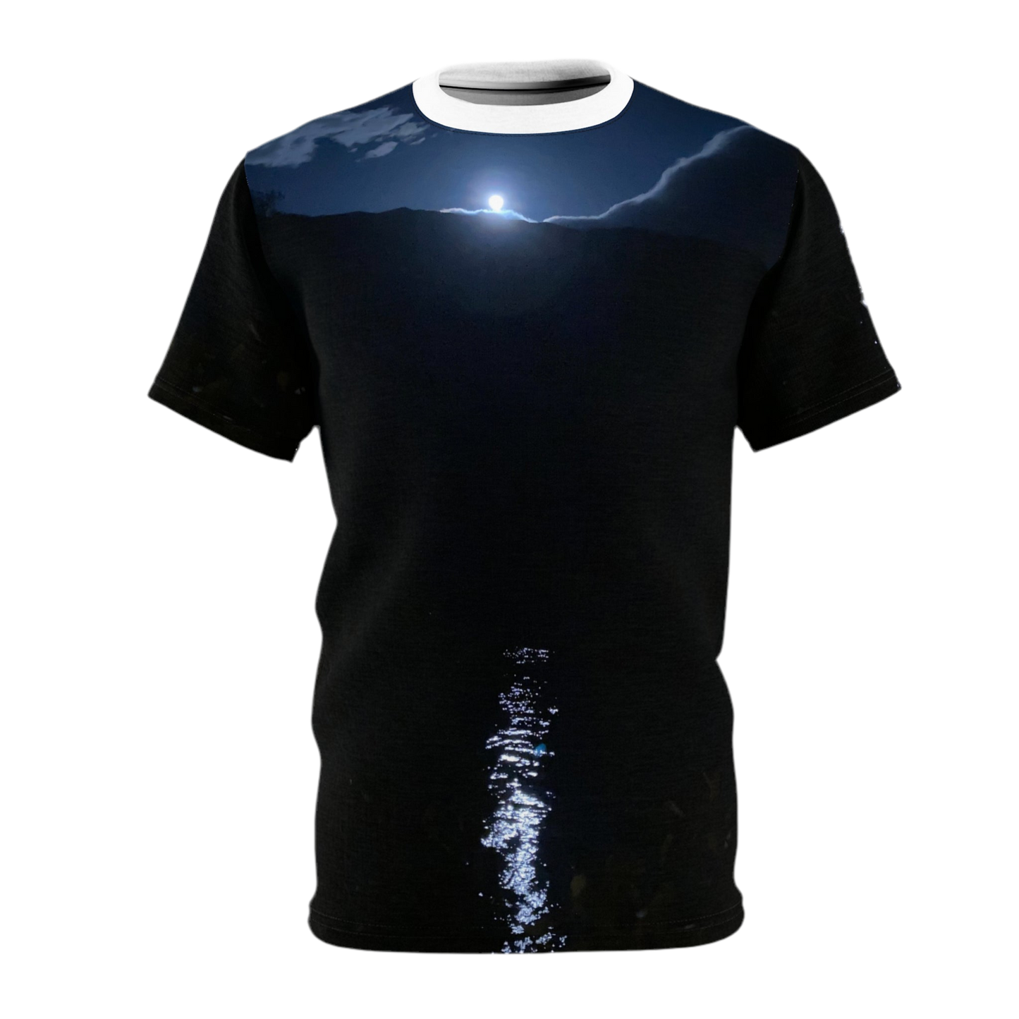 T-Shirt Full Moon Over Fjord Unique Photo Print