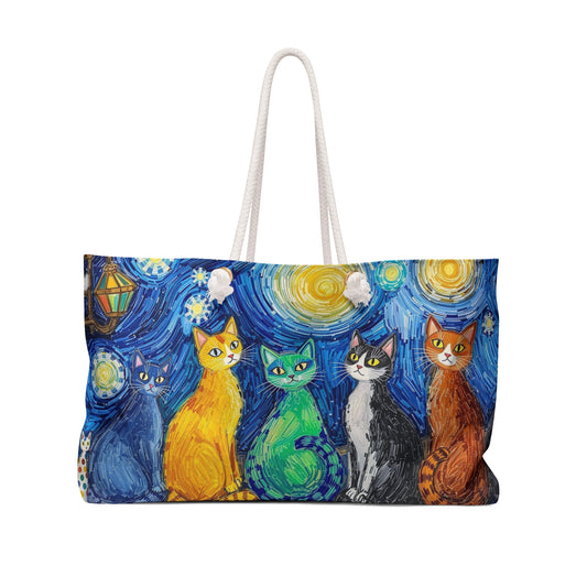 Weekender Bag - 'van Gogh' Cats Print
