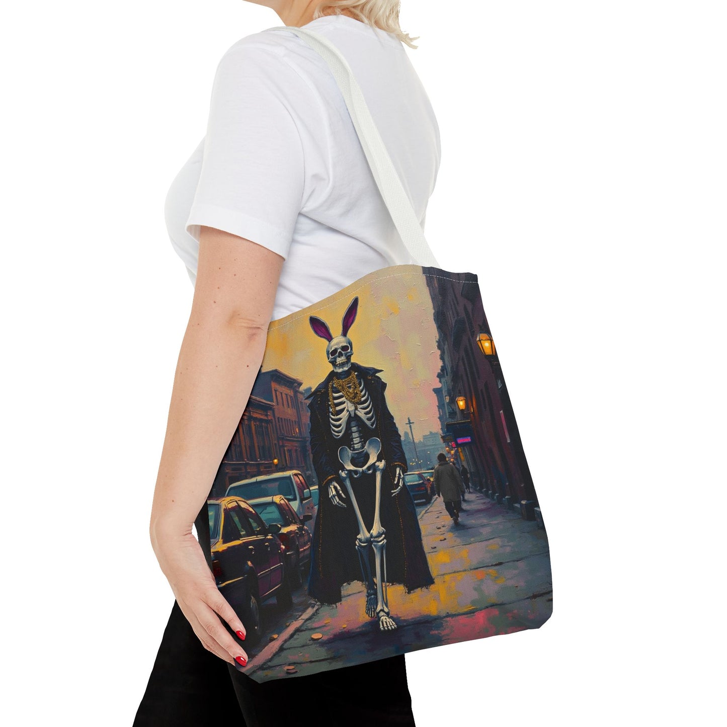 Tote Bag Andy Warhol Style Skeleton Halloween Bunny