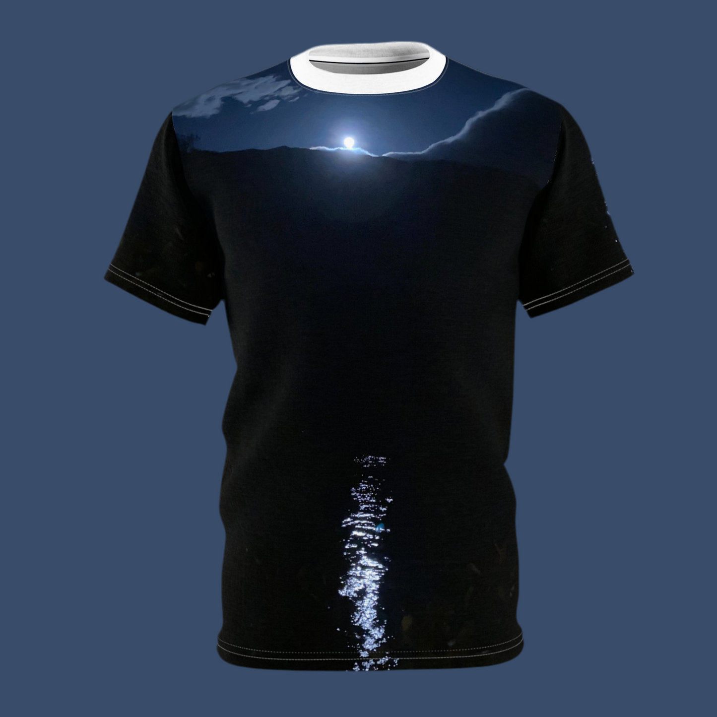 T-Shirt Full Moon Over Fjord Unique Photo Print
